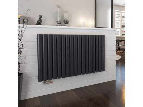 EMKE Radiateur eau chaude en acier Tube Rond Radiateur Mural Anthracite 60x120cm 1828W Double Couche