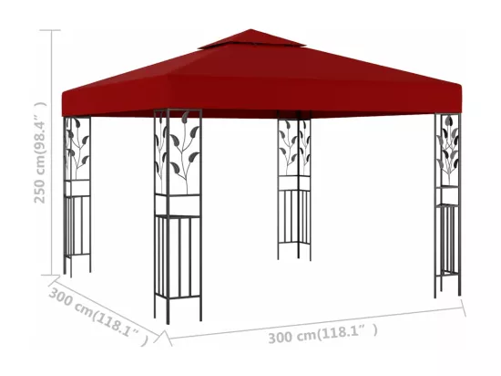 Belvédère 3x3 m Rouge bordeaux