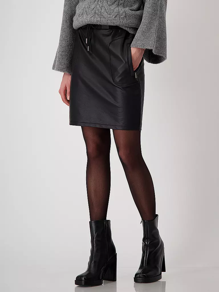 MONARI Minirock in Lederoptik  schwarz
