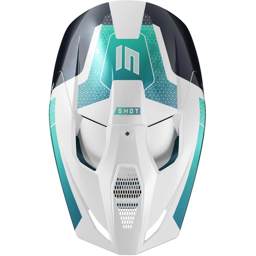Shot - Casque Race Phaser Blanc / Bleu / Turquoise / Brillant