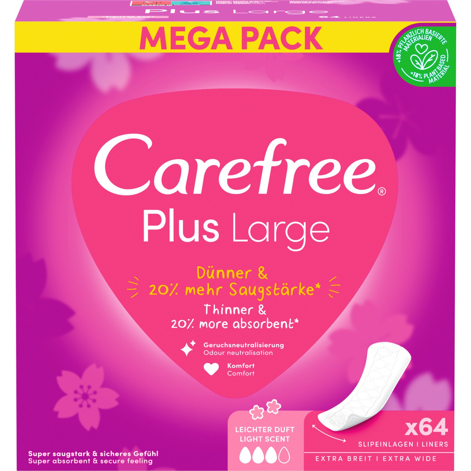 Carefree Slipeinlagen Plus Large 64 Stück