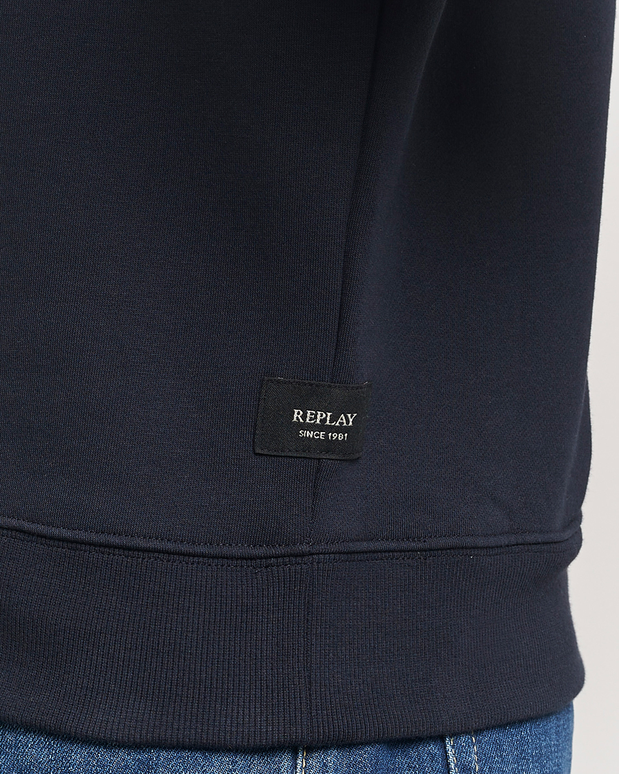 Replay Tonal Logo Crew Neck Sweatshirt Navy