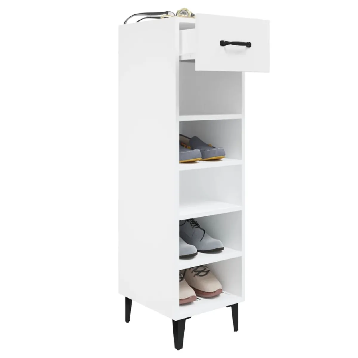 vidaXL Armoire à chaussures - Blanc brillant