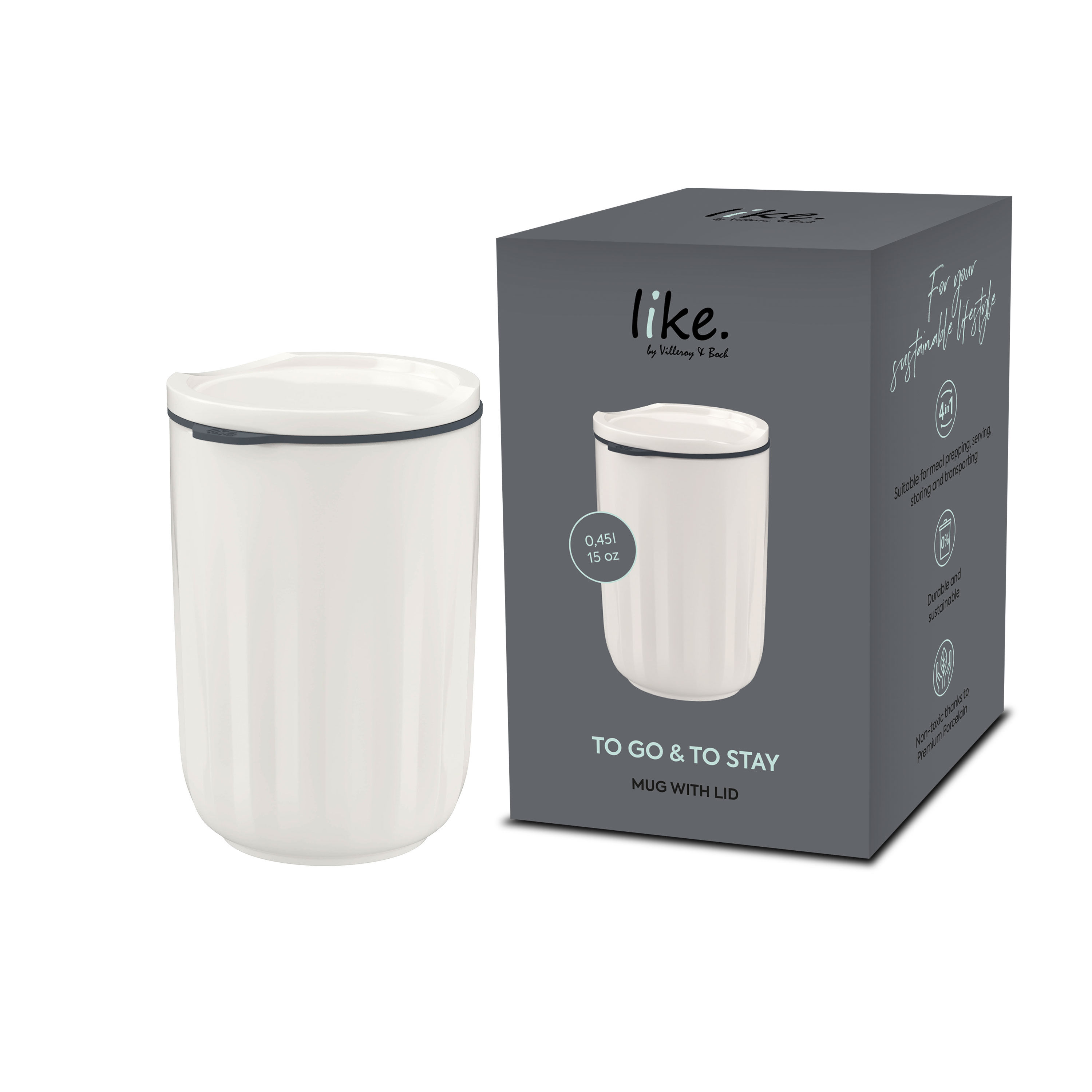 To Go Travel coffee mug White, 15.3 oz