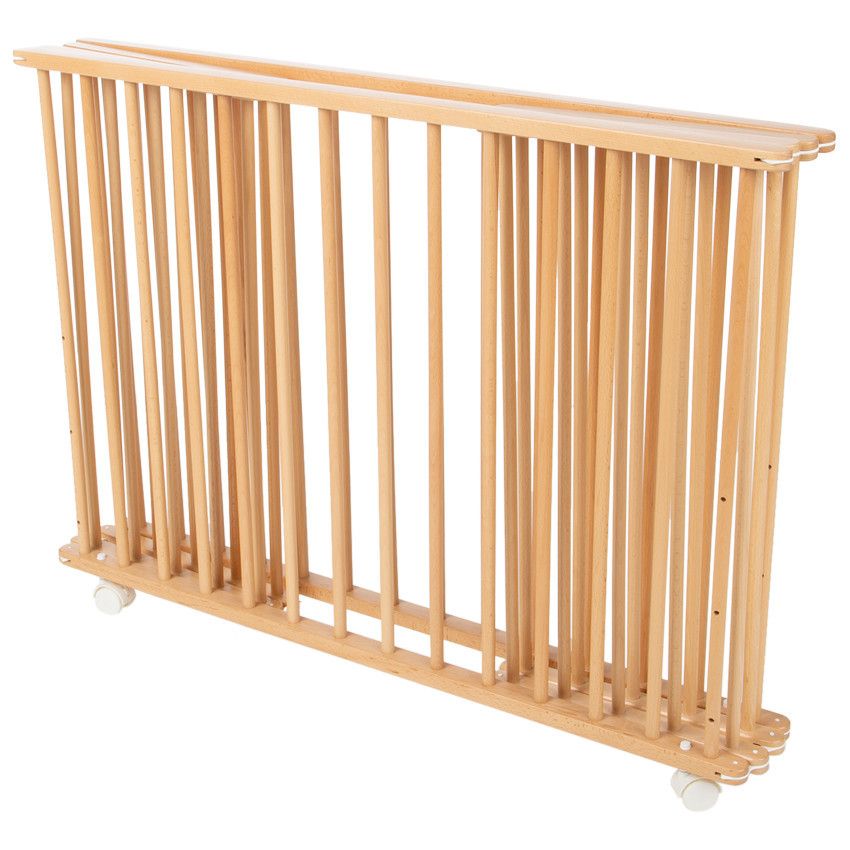 Parc pliant en bois Pocket - Vernis - Ecru