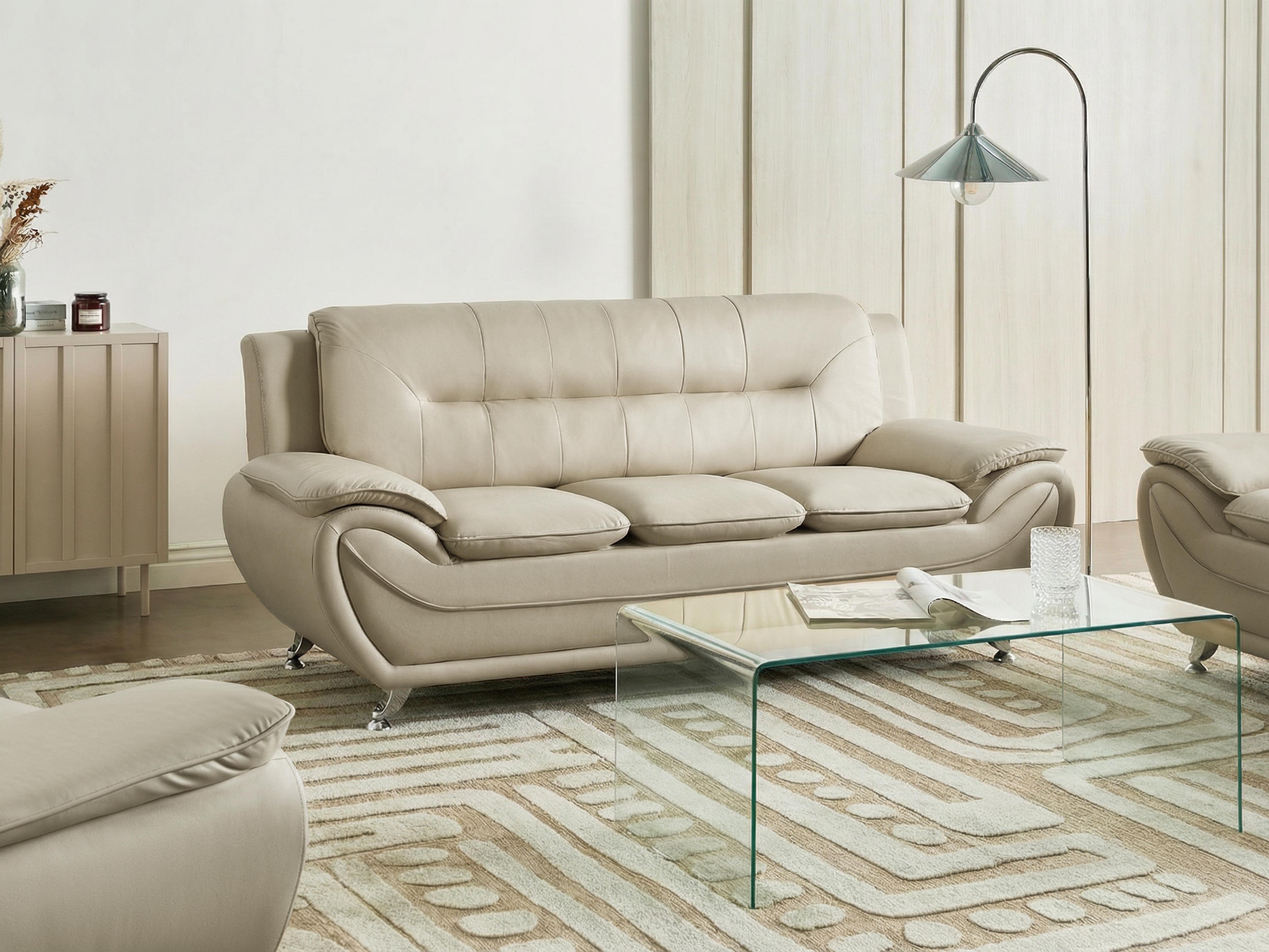 Bank 3-zits LEIRA Kunstleer Beige