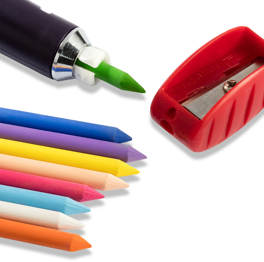 (18-tlg. Set) Kreideminen Halter Schneider Kreide Mercerie Zubehör inkl. Kreideminen   Anspitzer (610846) - Bunt