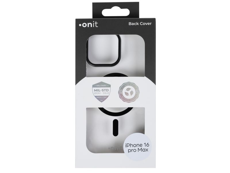 onit Back Cover Armorix iPhone 16 Pro Max Schwarz transpare MagSafe-kompatible Schutzhülle, fallgeprüft nach MIL-STD-810H