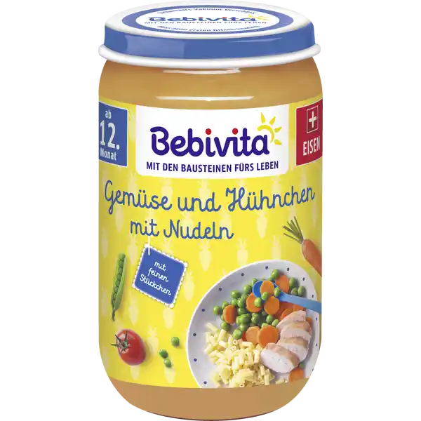 Bio Gemüse und Hühnchen mit Nudeln
