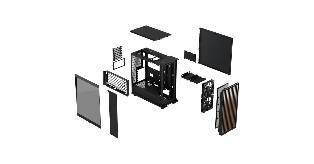 Fractal DesignNorth midi tower behuizing  (Zwart | 2x USB-A | 1x USB-C | Tempered Glass)