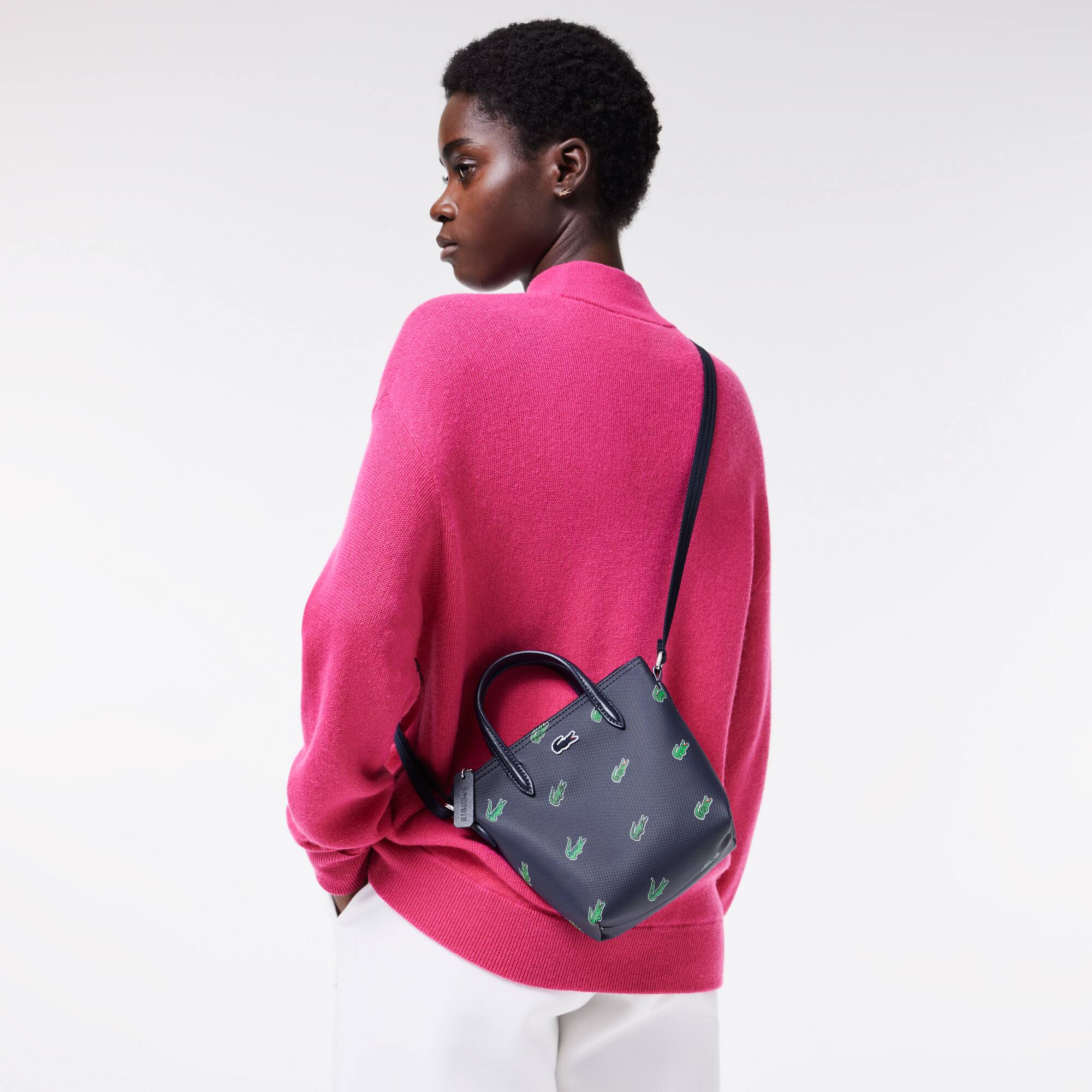 Mini sac cabas crossover imprimé crocodile Sacs à bandoulière - Bleu - Lacoste - Femme
