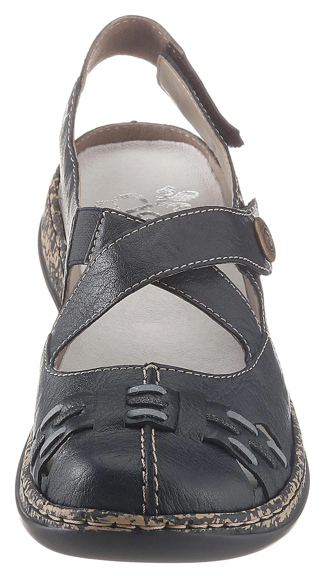 Rieker Klettschuh  , Sommerschuh, Keilabsatz, Riemchensandale, mit Kontrastnähten