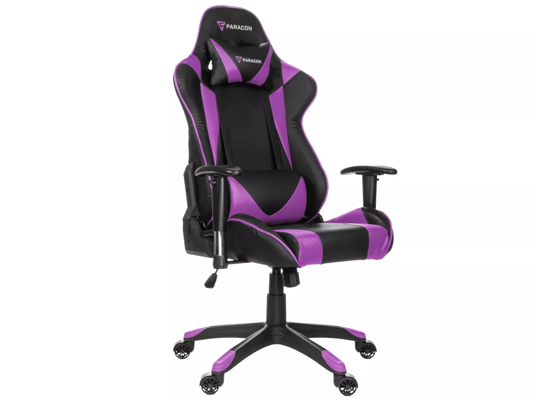 Paracon Knight Fauteuil de gamer avec oreiller cervical et soutien lombaire, lila.