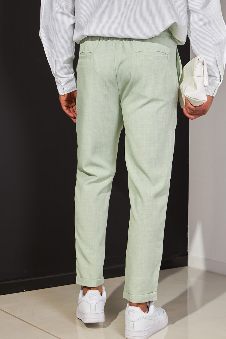 Pantalon effet lin vert