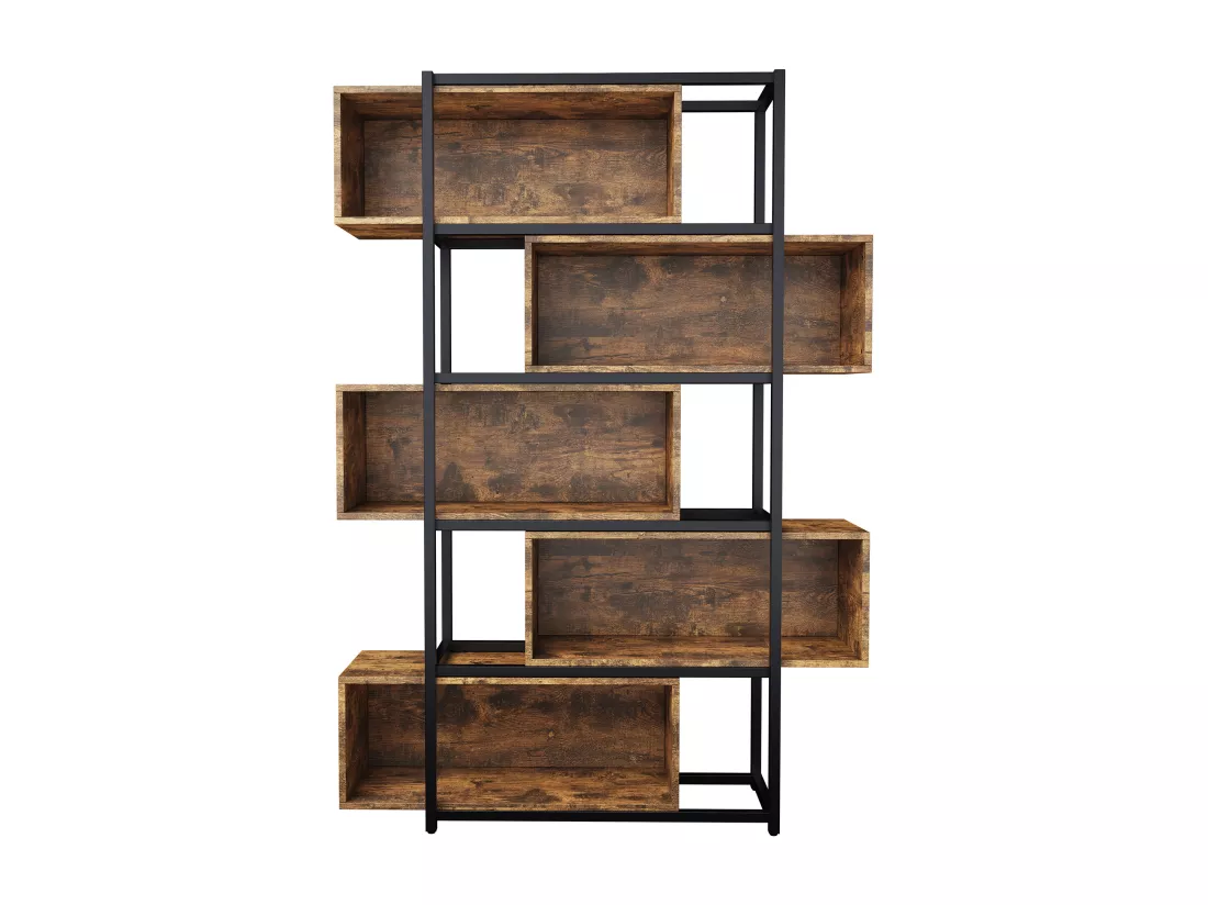 Bibliothèque à 5 niveaux avec étagères - 121 x 35 x 176 cm - Marron