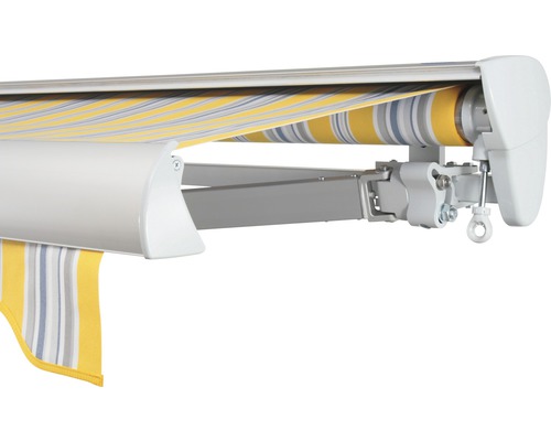SOLUNA Halfcassette zonnescherm Classic 2,5x1,5, doekdesign 6292, frame E6EV1 zilver geëloxeerd, aandrijving rechts inclusief slinger