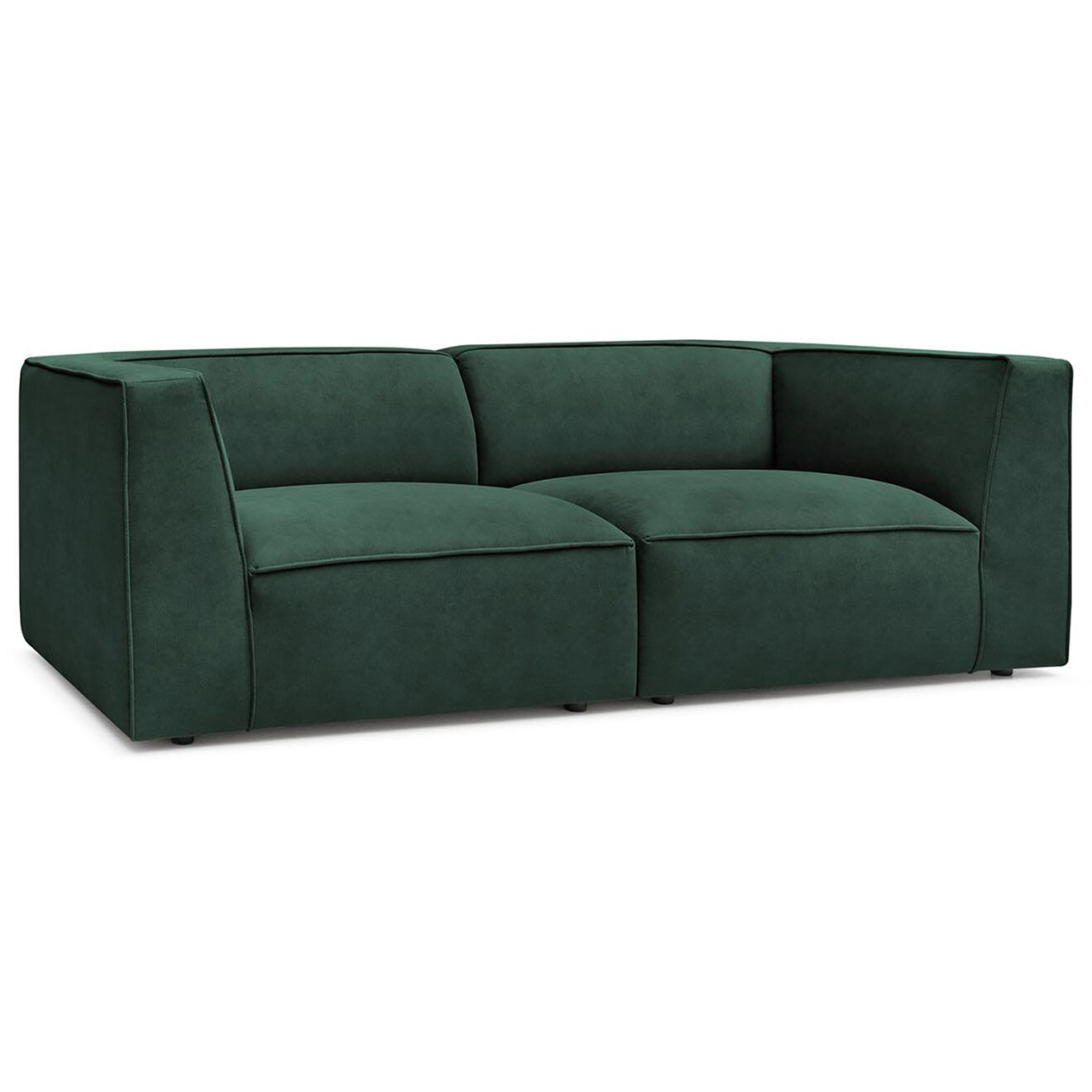 Bobochic Canapé droit fixe 3 places en Velours Molière vert - 233x99x71 cm