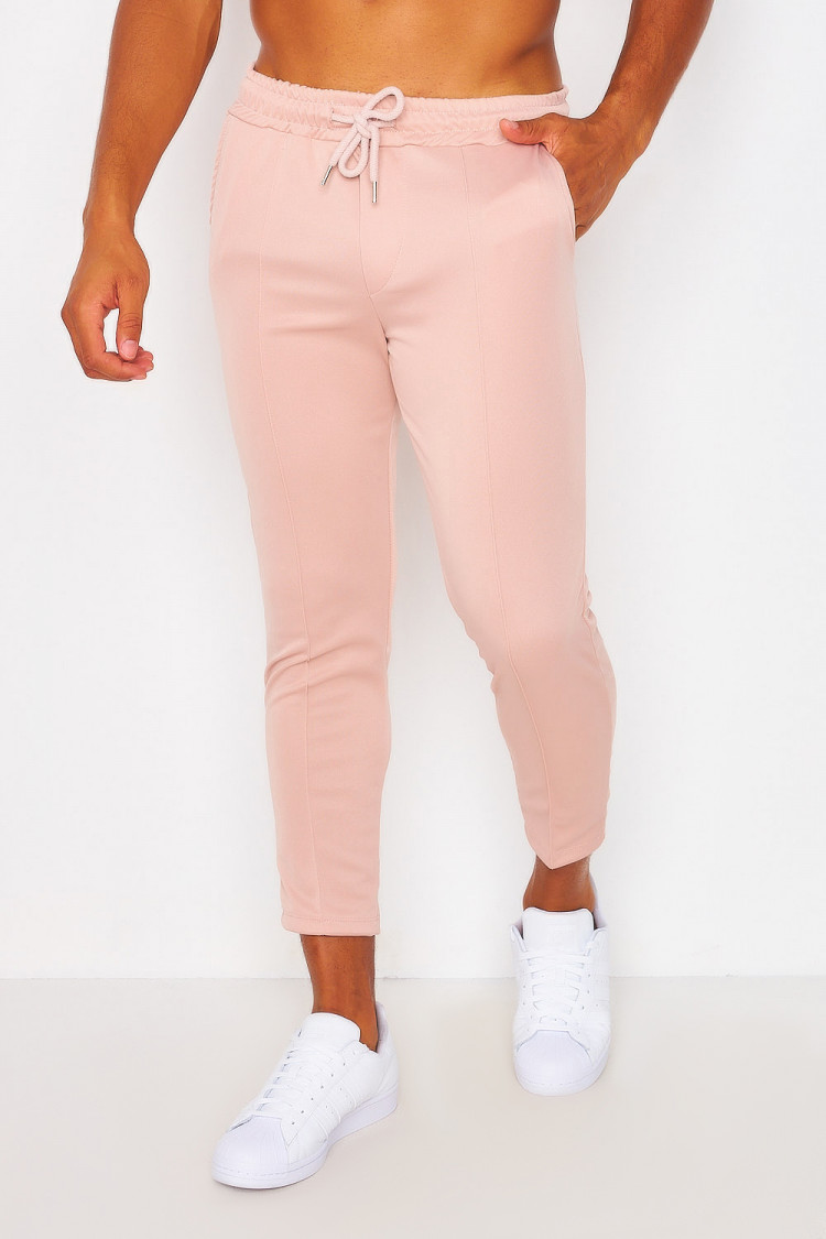 Ensemble rose pâle couture marquée t-shirt + pantalon
