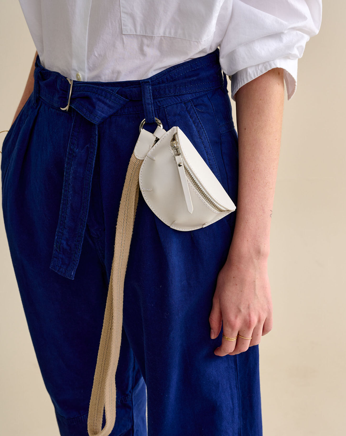 Bellerose Mini sac en Cuir vernis Rosike blanche
