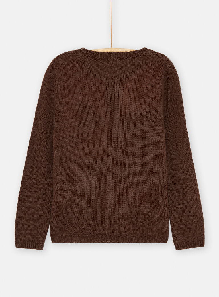 Cardigan marron à motifs curs