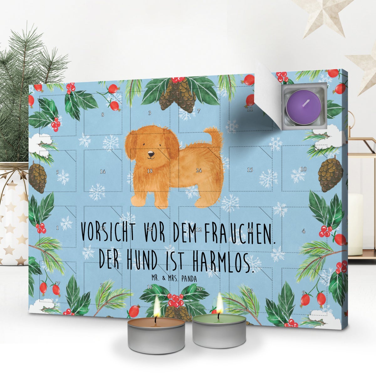 Mr. & Mrs. Panda Geurkaars Adventskalender Hond Fluffy - Pastelblauw