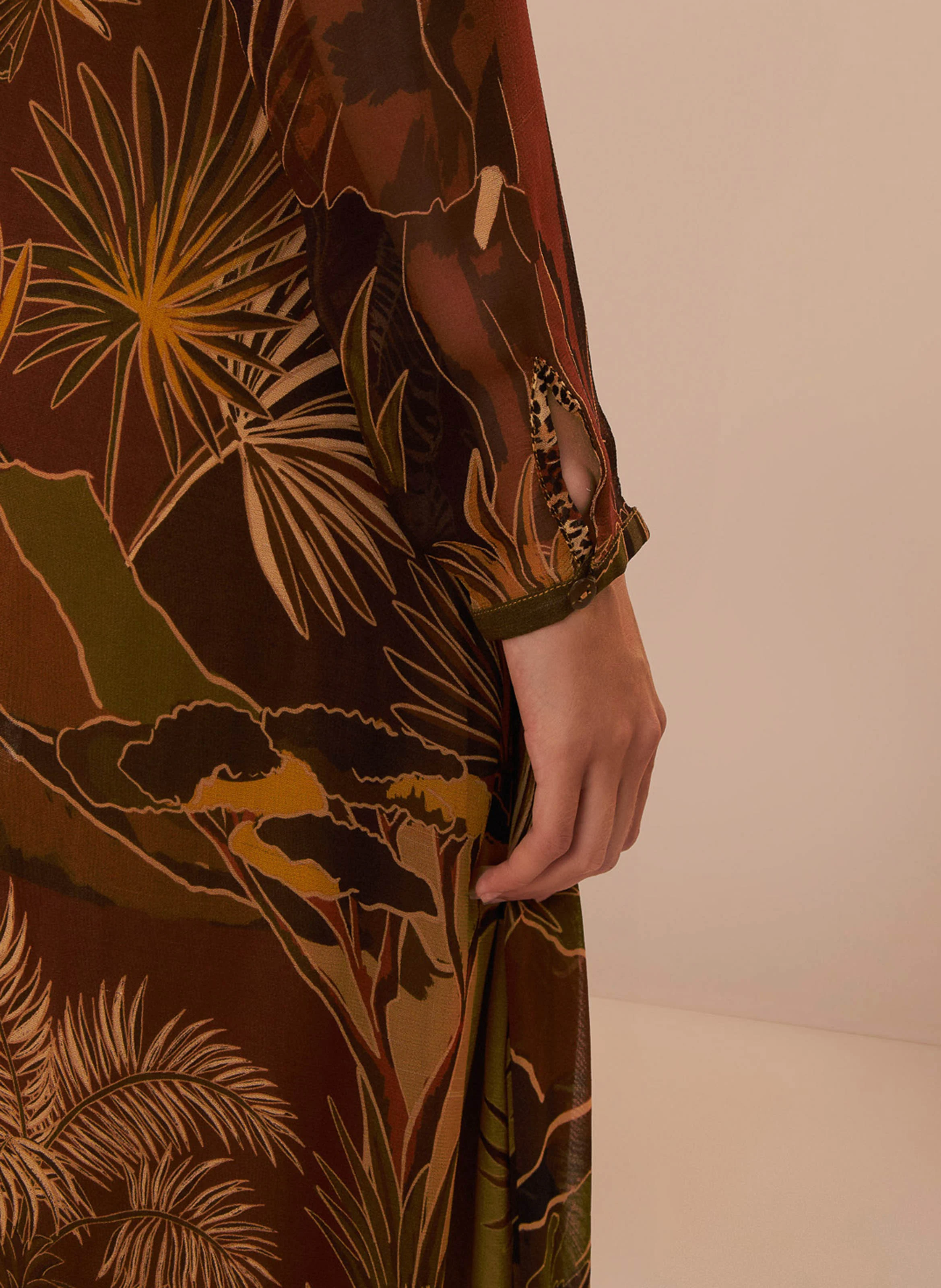 Robe longue imprimée | Marron