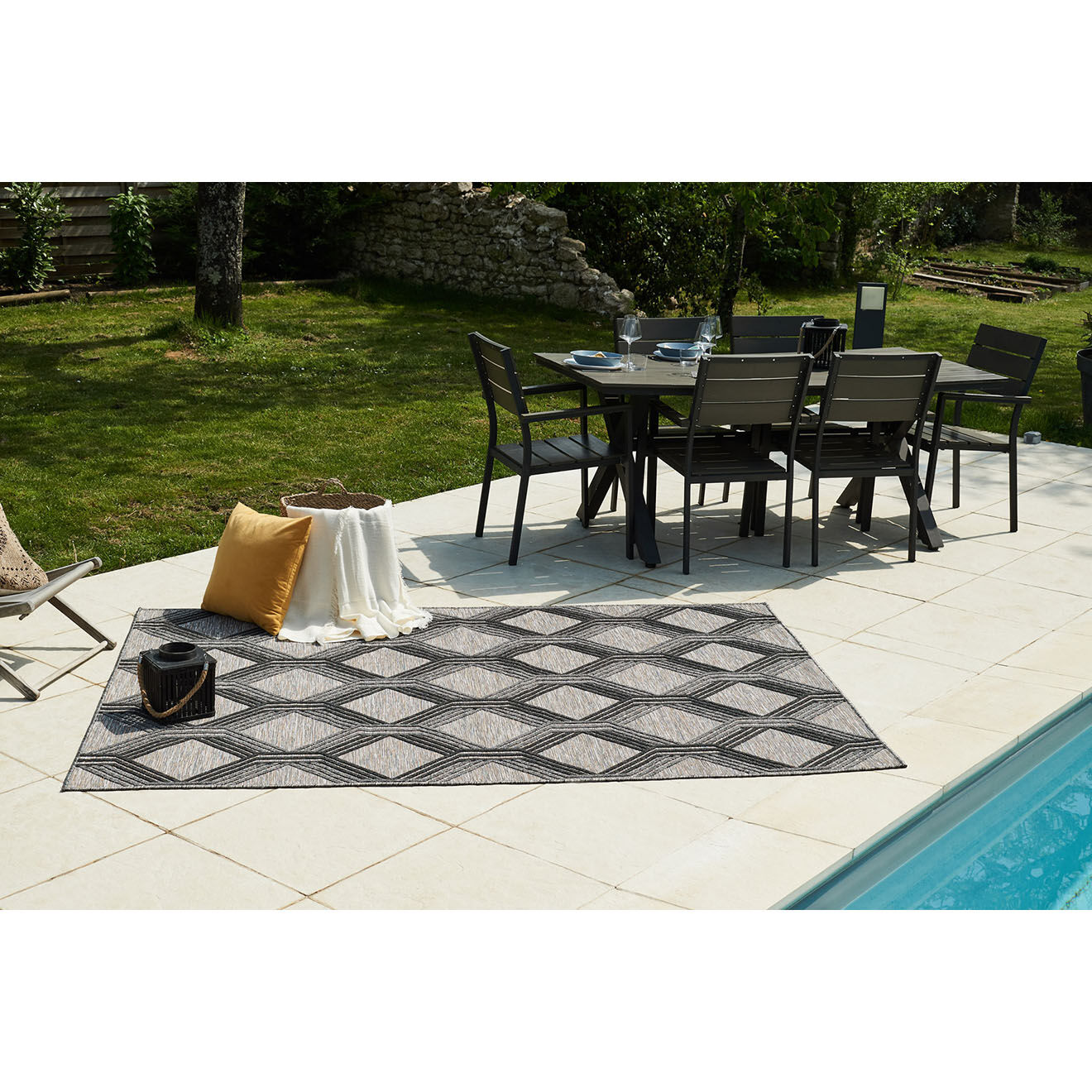Nazar Rugs Tapis d'extérieur Acapulco 1686 gris  - 120x160 cm