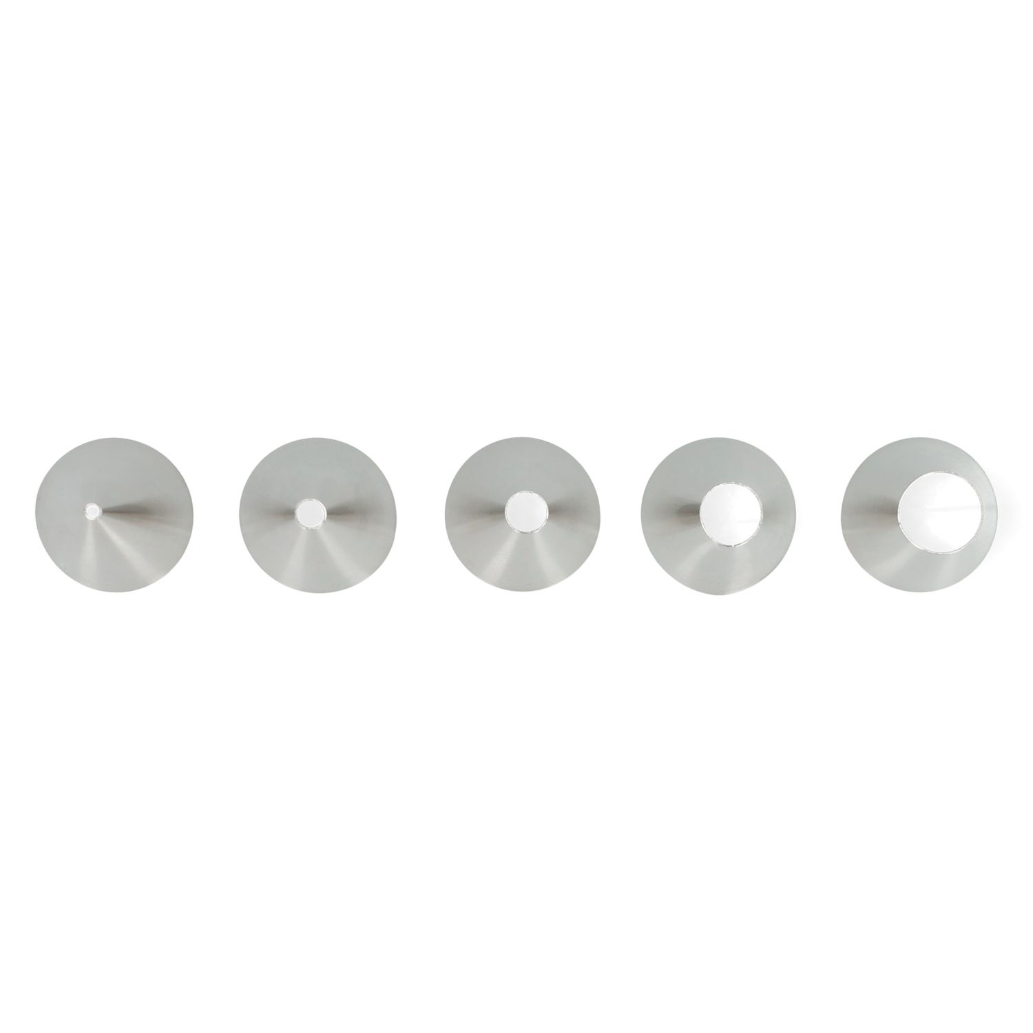 Ronde spuitmondjes, rvs, set van 5