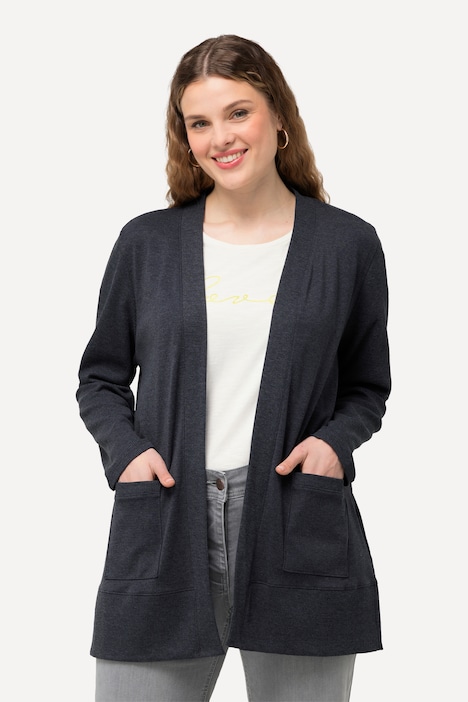 Sweatjacke, Waffelstruktur, offene Form, Langarm