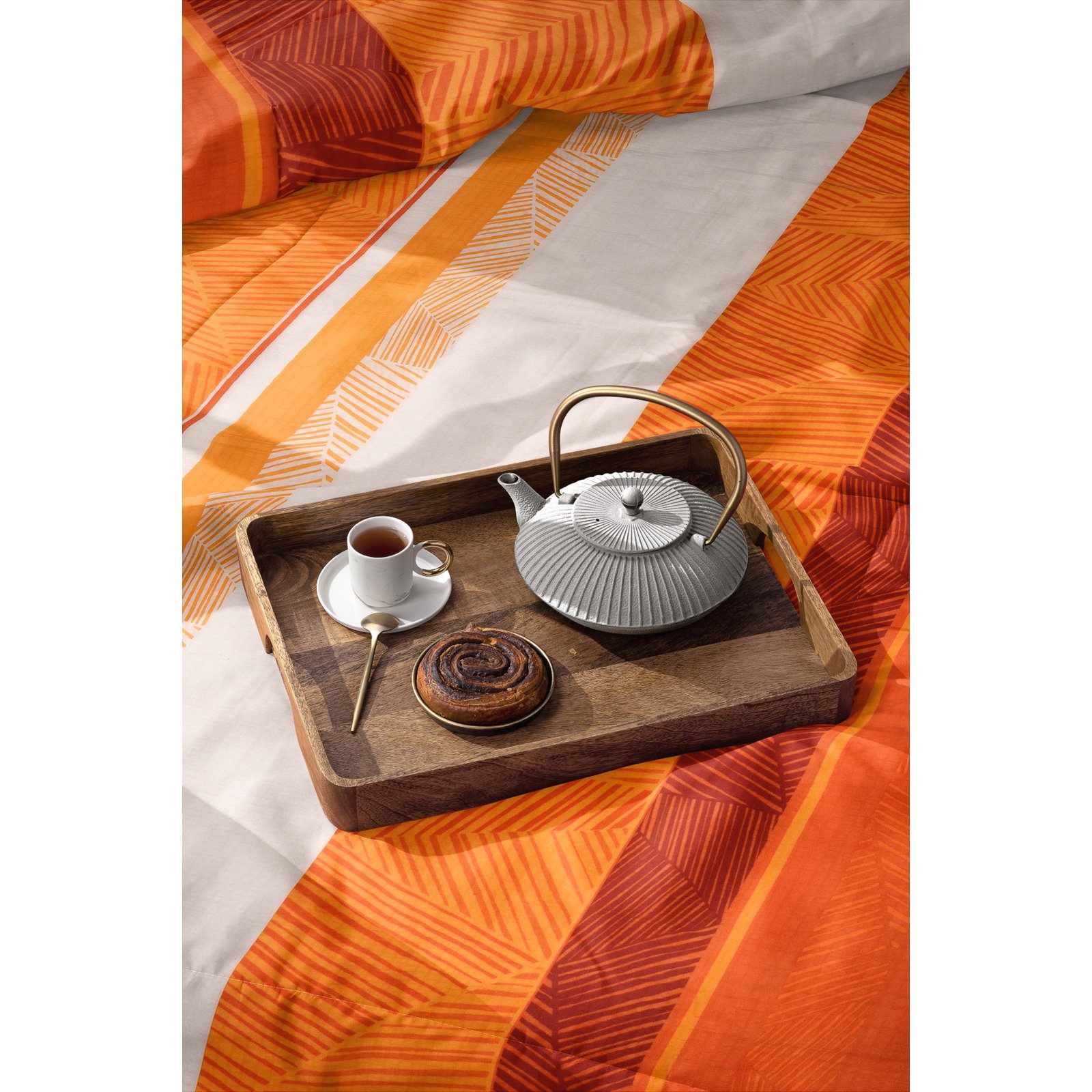 Bettwäsche Seersucker Muster orange 160x210 65x100 Bettanzug Nord