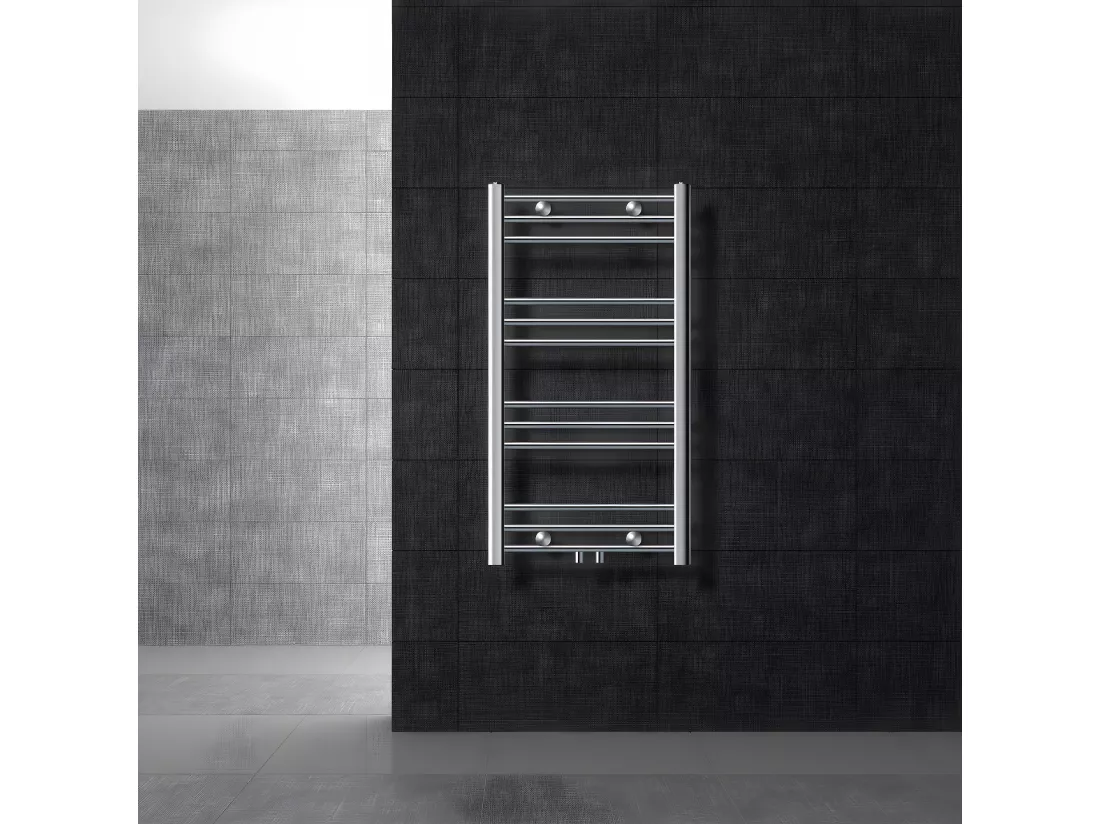 Radiateur sèche-serviette salle de bain acier chrome connexion central 50x80 cm