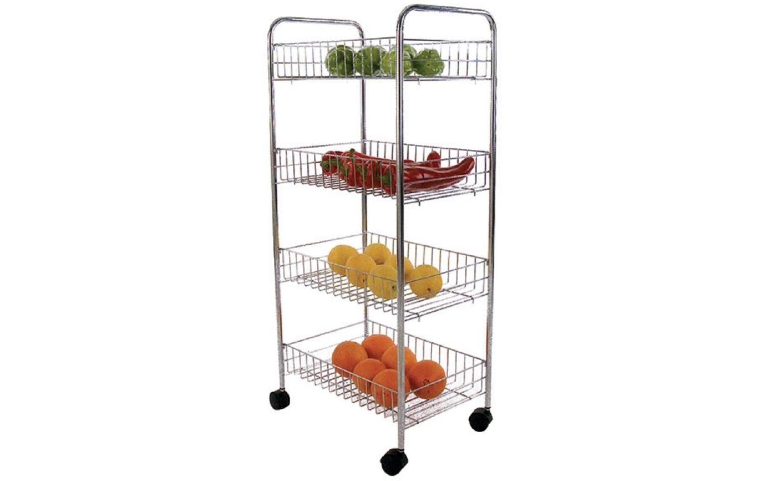 Küchenwagen mit 4 Ablagen 41 x 26 x 83 cm, Chrom glanzMultifunktionswagen