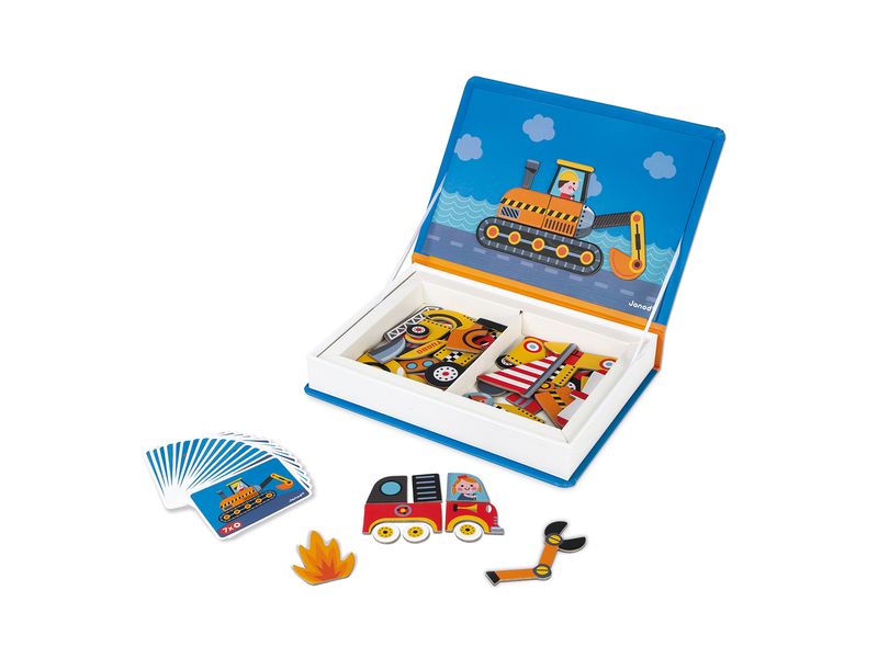 Janod Beschäftigungsspielzeug Magnetbuch Fahrzeuge Magnetisches Variations- und Kombinationsspielzeug