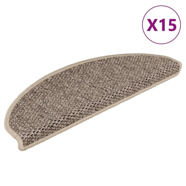 vidaXL Selvklebende trappematter sisal 15 stk 65x21x4 cm mørk beige