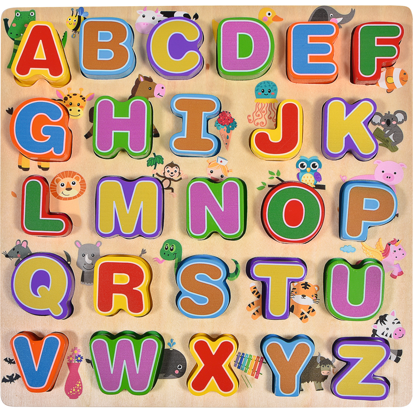 Holzpuzzle 30x30cm Buchstaben