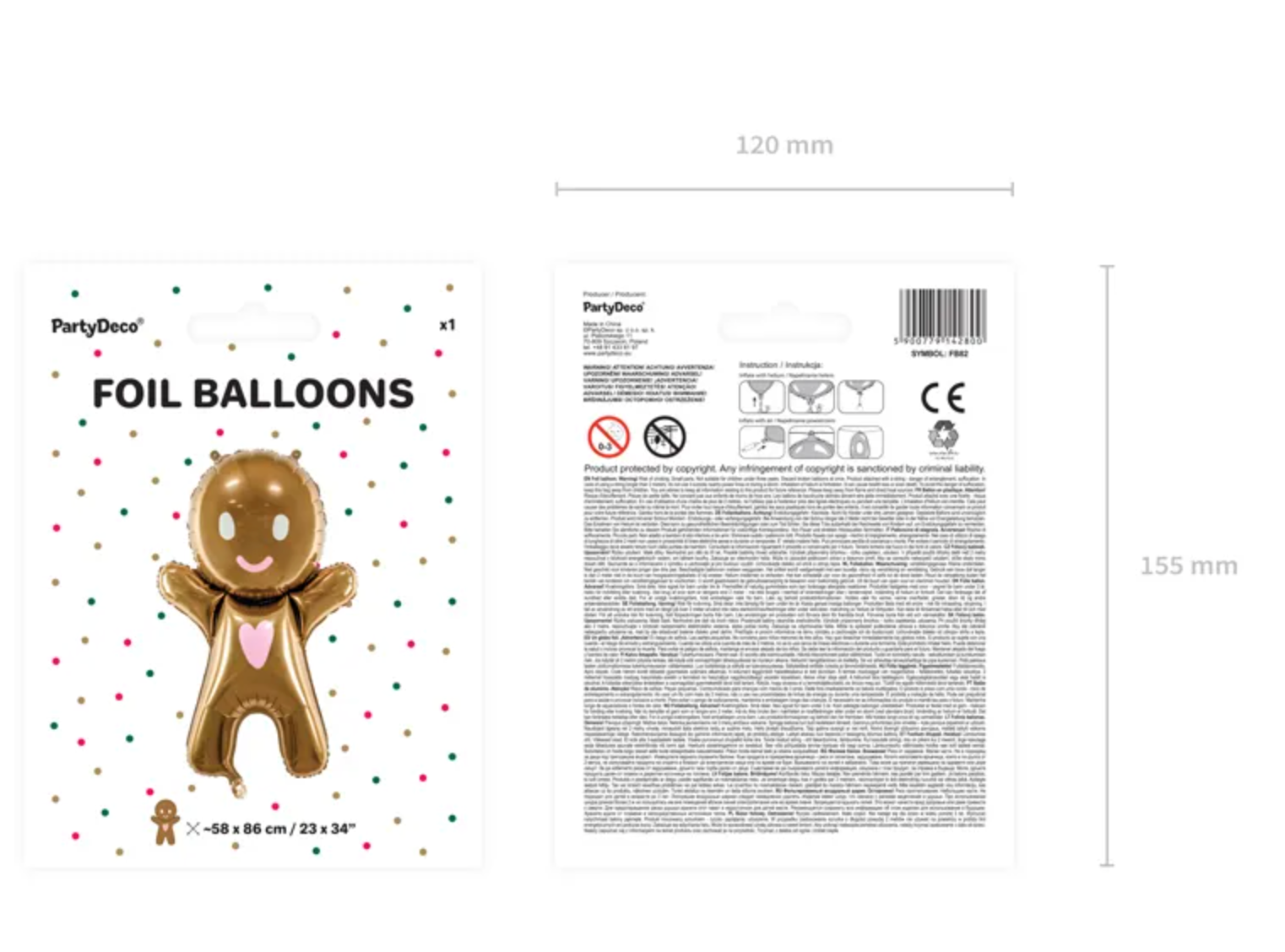 Helium Ballon Gingerbread Leeg 97cm