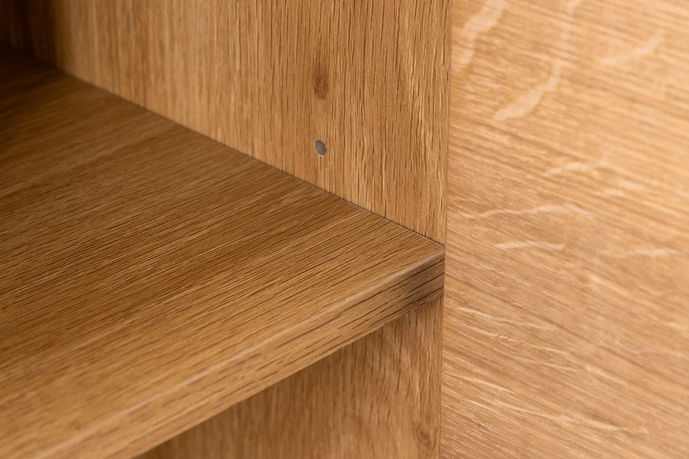 Modernes Highboard ATELIER 140cm natur Eiche schwarz Metall sechs Fächer