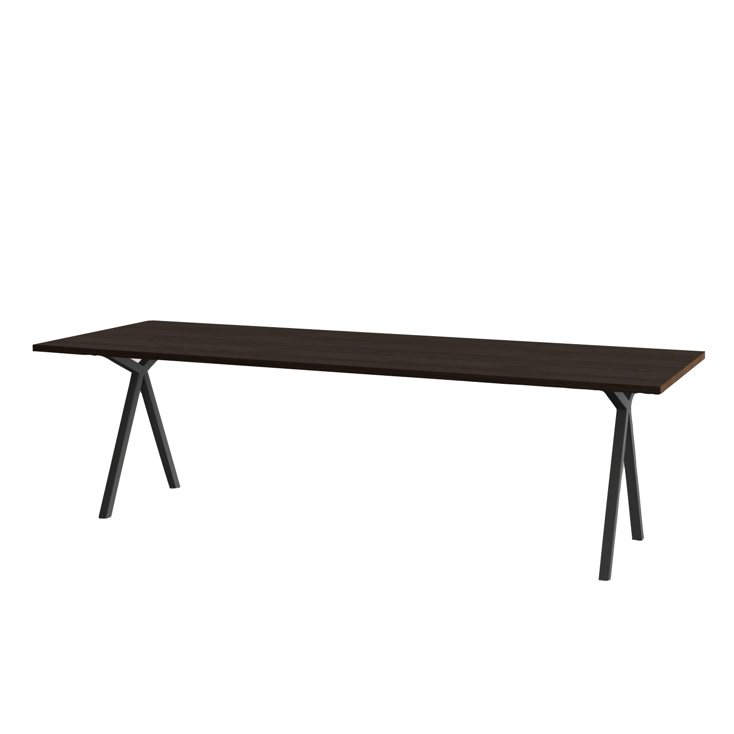 Studio HENK tafel Slim X-type Rechthoekig - zwart frame, gerookte beits 260 x 90 | Gerookte Beits | Rechte Rand | Frame Zwart