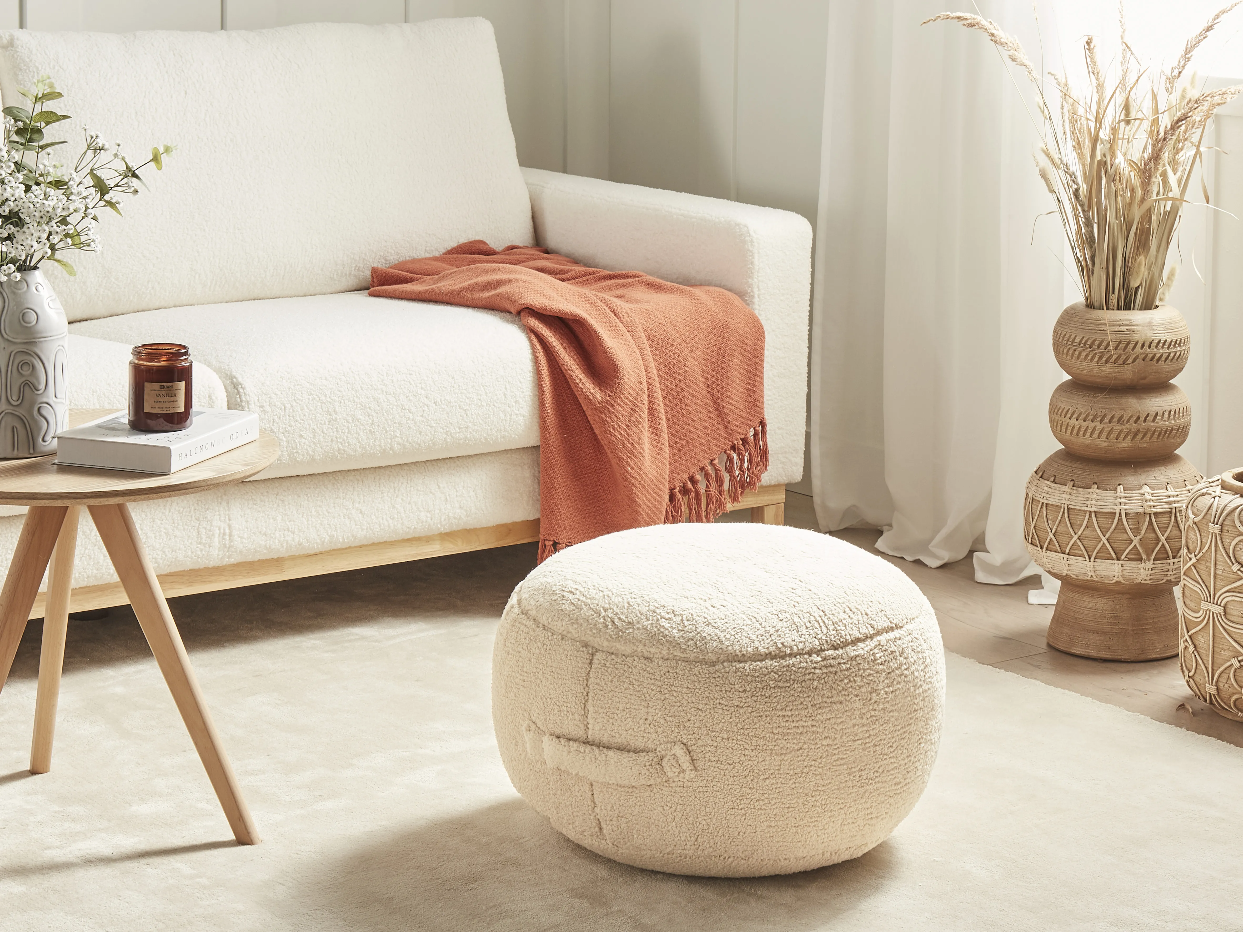 Poef ADLANA Bouclé Beige