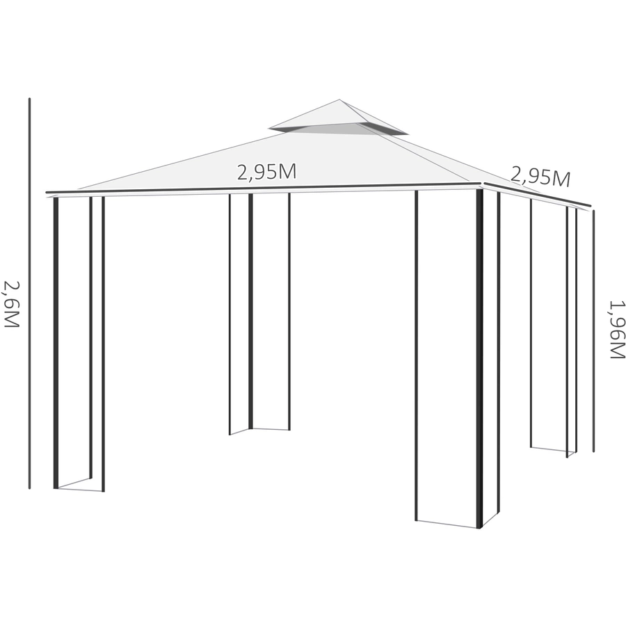 Outsunny Gartenpavillon mit Doppeldach bunt