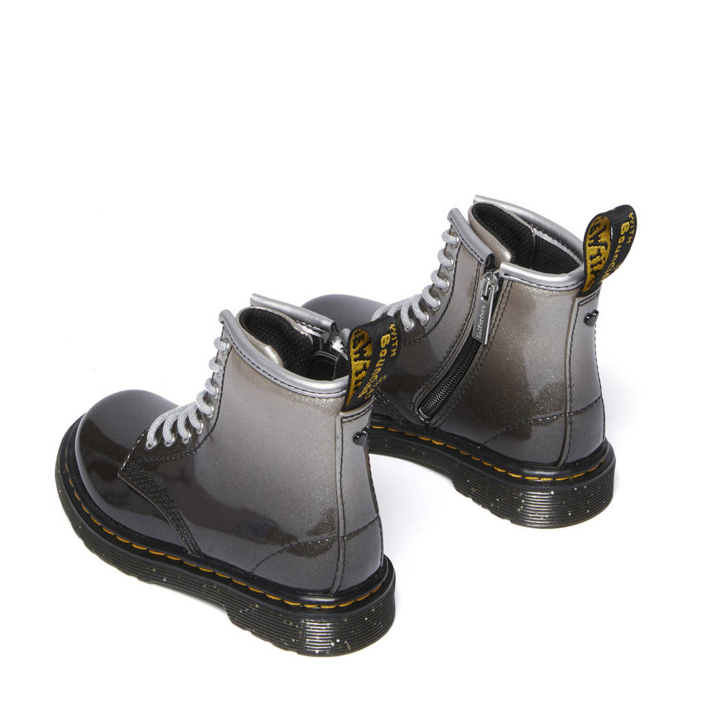Dr. Martens 1460 Glitter T Peuter lak veterboots zwart/zilver