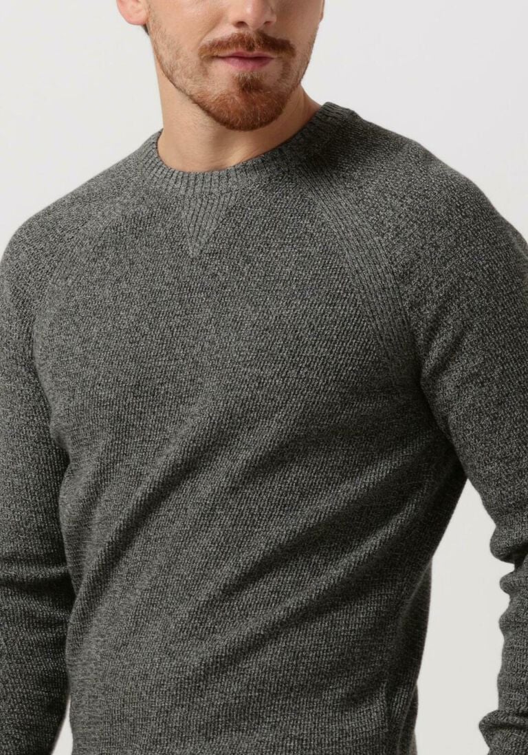 CAST IRON bruine cast iron trui r-neck cotton mouline slub