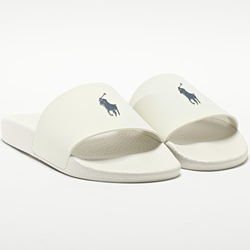 Claquettes Polo Slide Blanc Bleu Marine