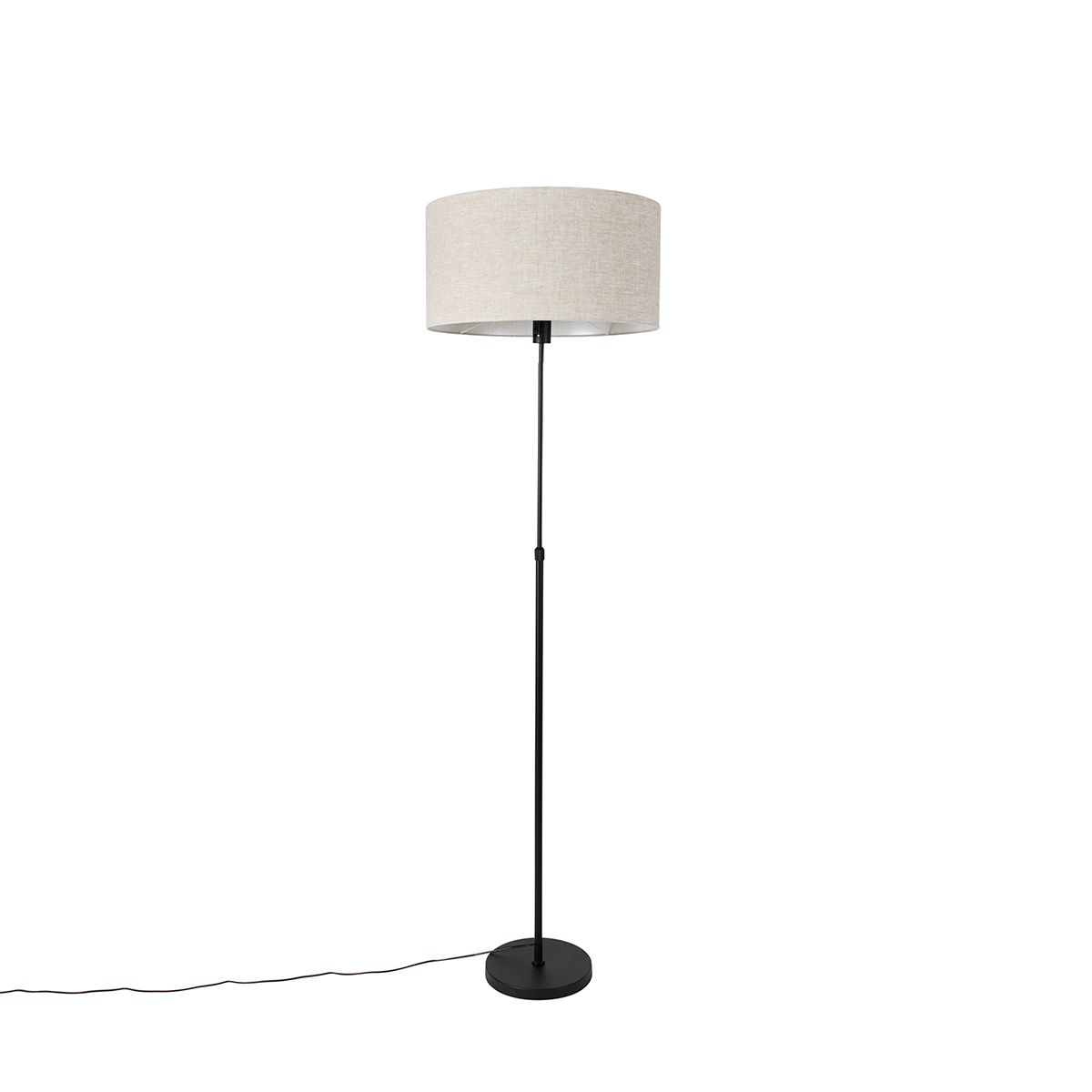 Vloerlamp zwart verstelbaar met kap lichtgrijs 50 cm - Parte
