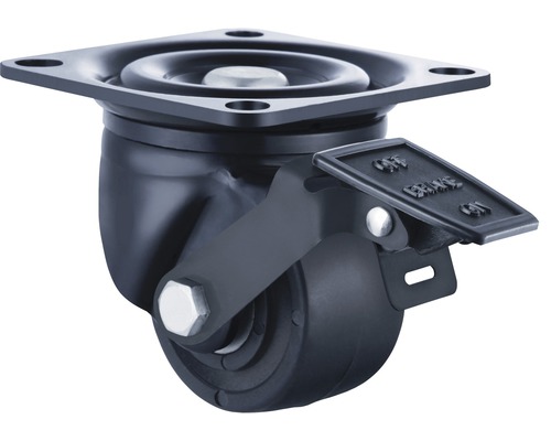 Tarrox heavy-duty zwenkwiel, vergrendelbaar, 75x50 mm met kunststof wiel, tot 600 kg, plaatafmeting 105x85 mm