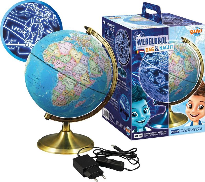 Wereldbol - 21 cm - Metalen Frame - Inclusief Reserve LED