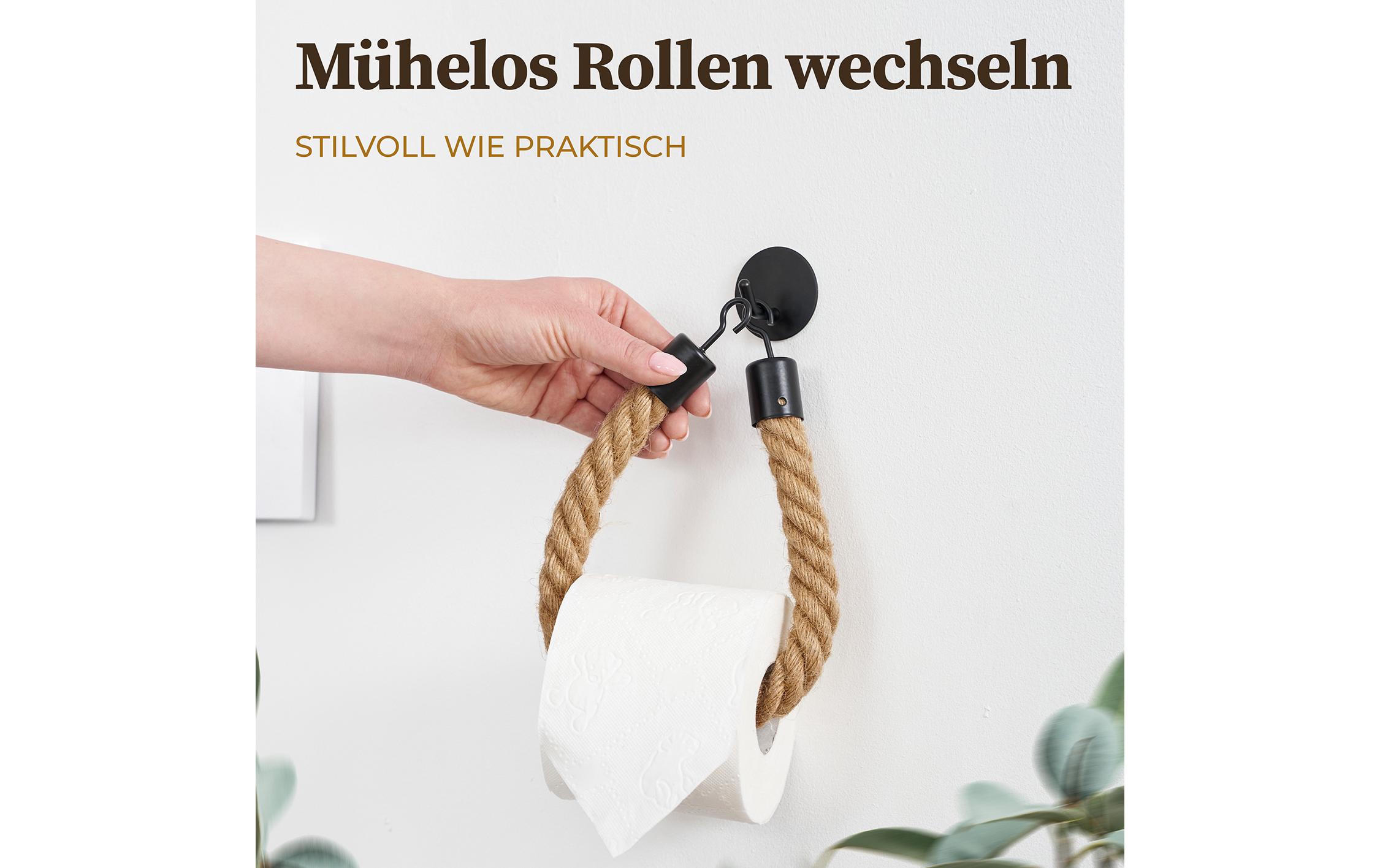 Toilettenpapierhalter Rope Stick Nature/SchwarzSeil-WC Papierhalter