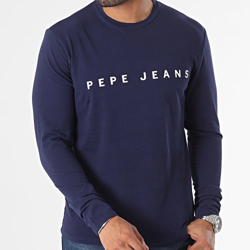 Tee Shirt Manches Longues Logo Bleu Marine