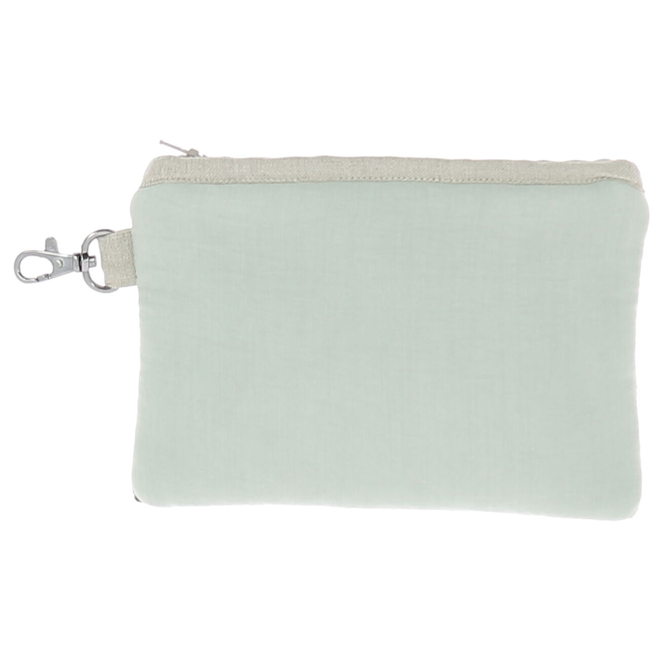 En Fil d'Indienne Trousse plate large Soie verte - 26x18 cm