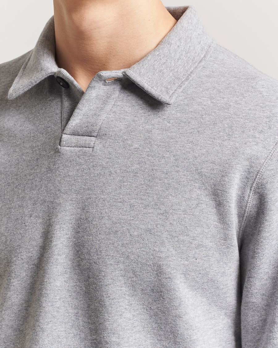 Sunspel Loopback Polo Sweatshirt Grey Melange